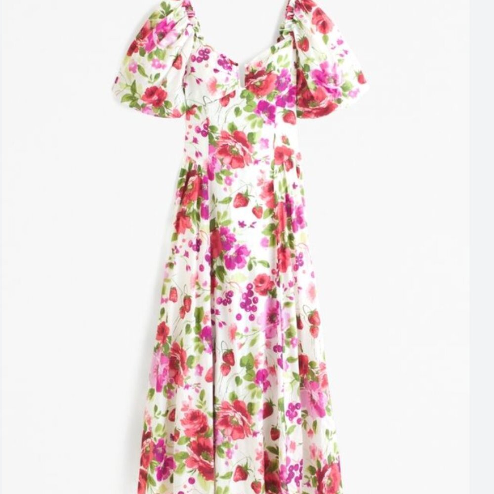 NWT Abercrombie & Fitch "Hardware Drama Puff Sleeve Maxi Dress"